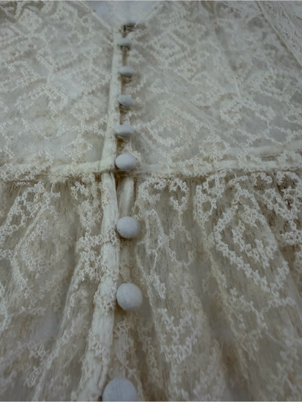 ANTHROPOLOGIE MAEVE San-Michel Lace Duster Dress Coverup Ivory White L - Picture 11 of 16